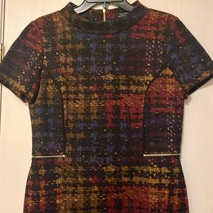 Tahari Arthur Levine Multicolor Dress Like Nee SZ 8 brass zipper embellishments
